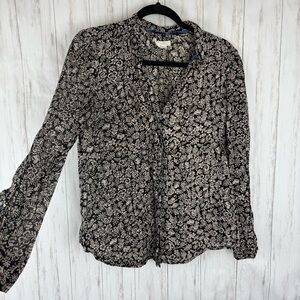 Anthropologie Hei Hei Floral Black and White Button down